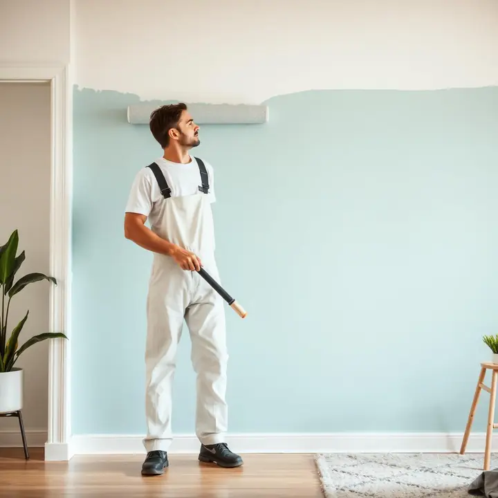 Interior painting in progress